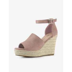 Allegra K Espadrille Wedge Sandals Platform Ankle Strap Peep‎ Toe Dust Pink Sz 6